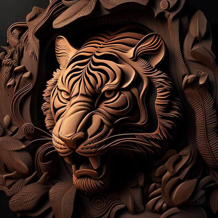 tiger on carved